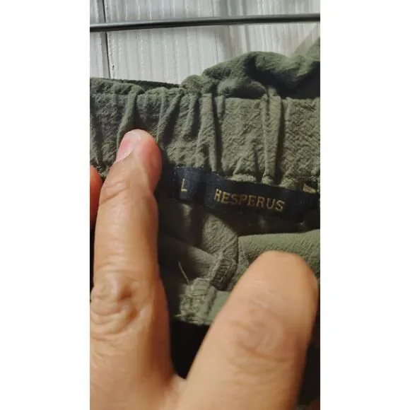 Hesperus Olive Green Button-Front Paperbag Mini Skirt Large - Picture 3 of 5